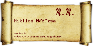 Miklics Múzsa névjegykártya